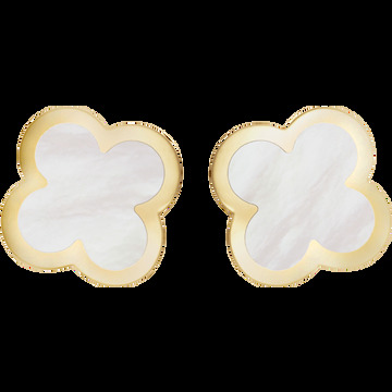 Пуссеты Pure Alhambra, желтое золото, белый перламутр