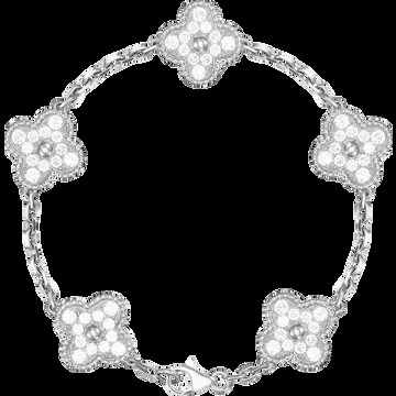 Браслет Vintage Alhambra, 5 мотивов, белое золото, бриллианты