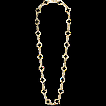 Длинное колье Vintage Alhambra, 20 мотивов, желтое золото, оникс