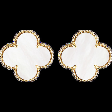 Серьги Magic Alhambra, желтое золото, белый перламутр