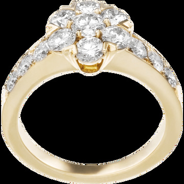 Кольцо Fleurette, 1 ряд, большая модель, желтое золото, бриллианты