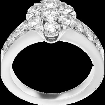 Кольцо Fleurette, 1 ряд, большая модель, белое золото, бриллианты