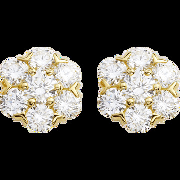 Пуссеты Fleurette, большая модель, желтое золото, бриллианты