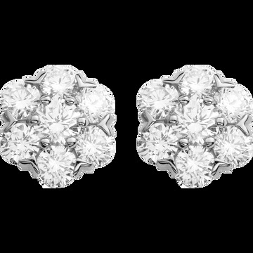 Пуссеты Fleurette, большая модель, белое золото, бриллианты