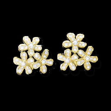 Серьги Socrate, 3 цветка, желтое золото, бриллианты