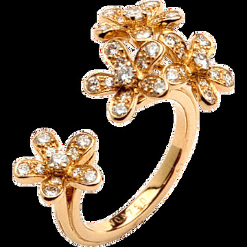 Кольцо на два пальца Socrate, желтое золото, бриллианты