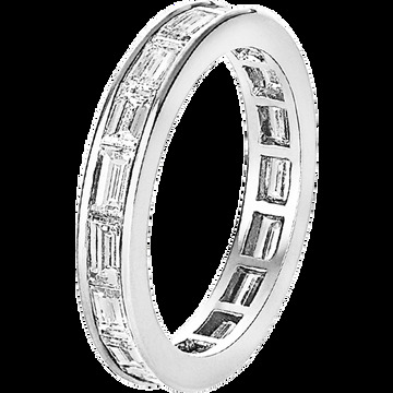 Обручальное кольцо Romance, багетная модель, платина, бриллианты багетной огранки