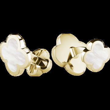 Запонки Alhambra, желтое золото, белый перламутр