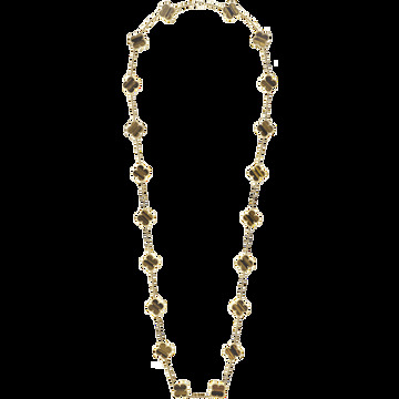 Длинное колье Vintage Alhambra, 20 мотивов, желтое золото, тигровый глаз