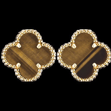 Серьги Vintage Alhambra, желтое золото, тигровый глаз