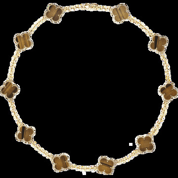 Колье Vintage Alhambra, 10 мотивов, желтое золото, тигровый глаз