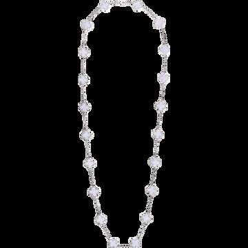 Длинное колье Vintage Alhambra, 20 мотивов, белое золото, халцедон