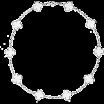 Колье Vintage Alhambra, 10 мотивов, белое золото, белый перламутр