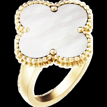 Кольцо Magic Alhambra, желтое золото, белый перламутр