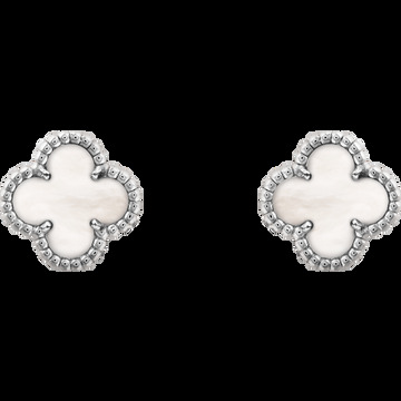 Пуссеты Sweet Alhambra, белое золото, белый перламутр