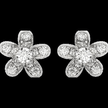 Пуссеты Socrate, 1 цветок, белое золото, бриллианты