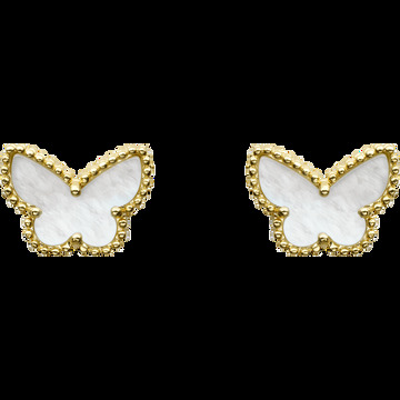 Пуссеты Sweet Alhambra Butterfly, желтое золото, белый перламутр