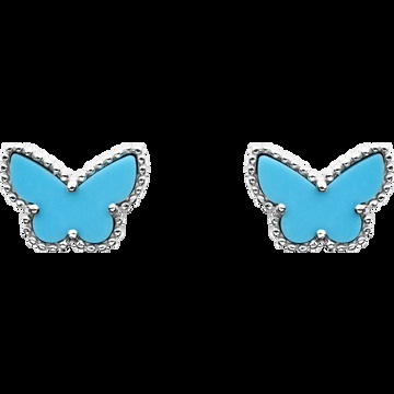 Пуссеты Sweet Alhambra Butterfly, белое золото, бирюза