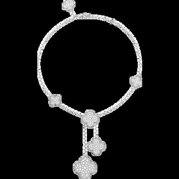 Колье Magic Alhambra, 6 мотивов, белое золото, бриллианты