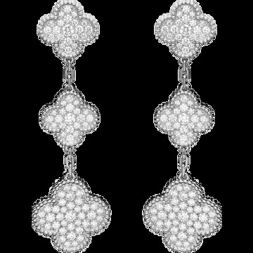 Серьги Magic Alhambra, 3 мотива, белое золото, бриллианты