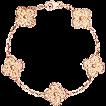 Браслет Vintage Alhambra, 5 мотивов, розовое золото