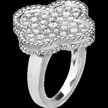 Кольцо Magic Alhambra, белое золото, бриллианты