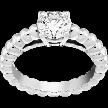 Кольцо-солитер Perlée, белое золото, один бриллиант круглой огранки 1,00 карата, DIF