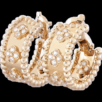 Серьги-кольца Perlée clovers, розовое золото, бриллианты