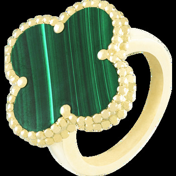 Кольцо Magic Alhambra, желтое золото, малахит