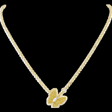 Подвеска Two Butterflies, желтое золото, желтые сапфиры, белое золото, бриллианты