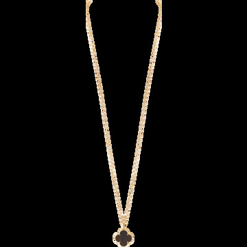 Длинное колье Magic Alhambra, 1 мотив, розовое золото, древесина акации