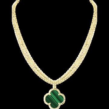 Длинное колье Magic Alhambra, 1 мотив, желтое золото, малахит