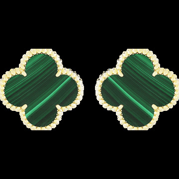 Серьги Magic Alhambra, желтое золото, малахит