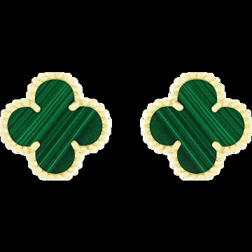 Серьги Vintage Alhambra, желтое золото, малахит