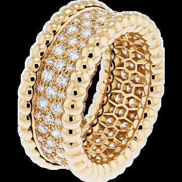 Кольцо Perlée diamants, 3 ряда, желтое золото, бриллианты.