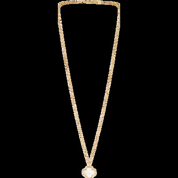 Длинное колье Magic Alhambra, 1 мотив, желтое золото, белый перламутр.