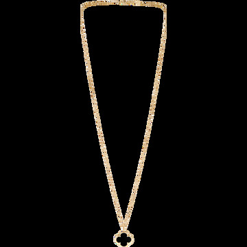 Длинное колье Magic Alhambra, 1 мотив, желтое золото, оникс.