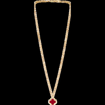 Длинное колье Magic Alhambra, 1 мотив, желтое золото, корнеол.