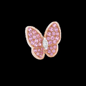 1 серьга Two Butterfly, розовое золото, розовые сапфиры, белое золото, бриллиант