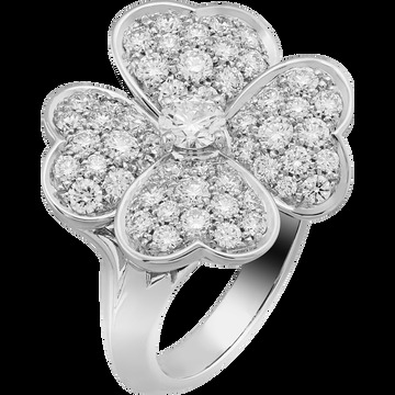 Кольцо Cosmos, модель среднего размера, белое золото, бриллианты