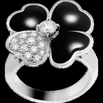 Кольцо Cosmos, модель среднего размера, белое золото, оникс, бриллианты