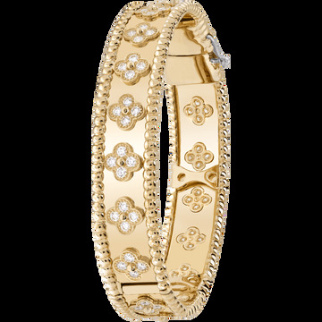 Браслет Perlée clovers, желтое золото, бриллианты, миниатюрная модель