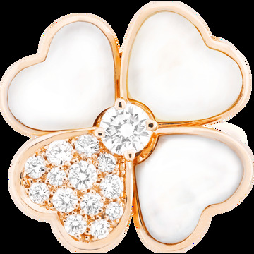 Брошь-подвеска Cosmos, модель среднего размера, розовое золото, белый перламутр, бриллианты