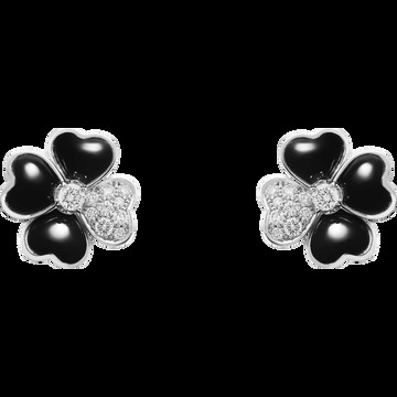 Серьги Cosmos, маленькая модель, белое золото, оникс, бриллианты