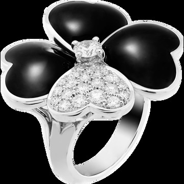 Кольцо Cosmos, большая модель, белое золото, оникс, бриллианты