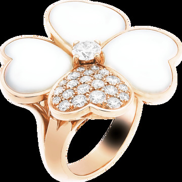 Кольцо Cosmos, большая модель, розовое золото, белый перламутр, бриллианты