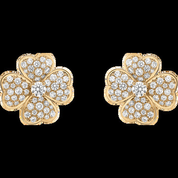 Серьги, модель среднего размера, желтое золото, бриллианты