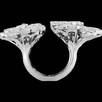 Кольцо на два пальца Cosmos, белое золото, бриллианты