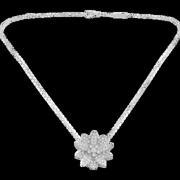 Брошь-подвеска Lotus, модель среднего размера, белое золото, бриллианты