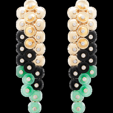 Серьги Bouton d'or, желтое золото, хризопраз, оникс, бриллианты